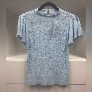 Light Blue Lace Knit Top